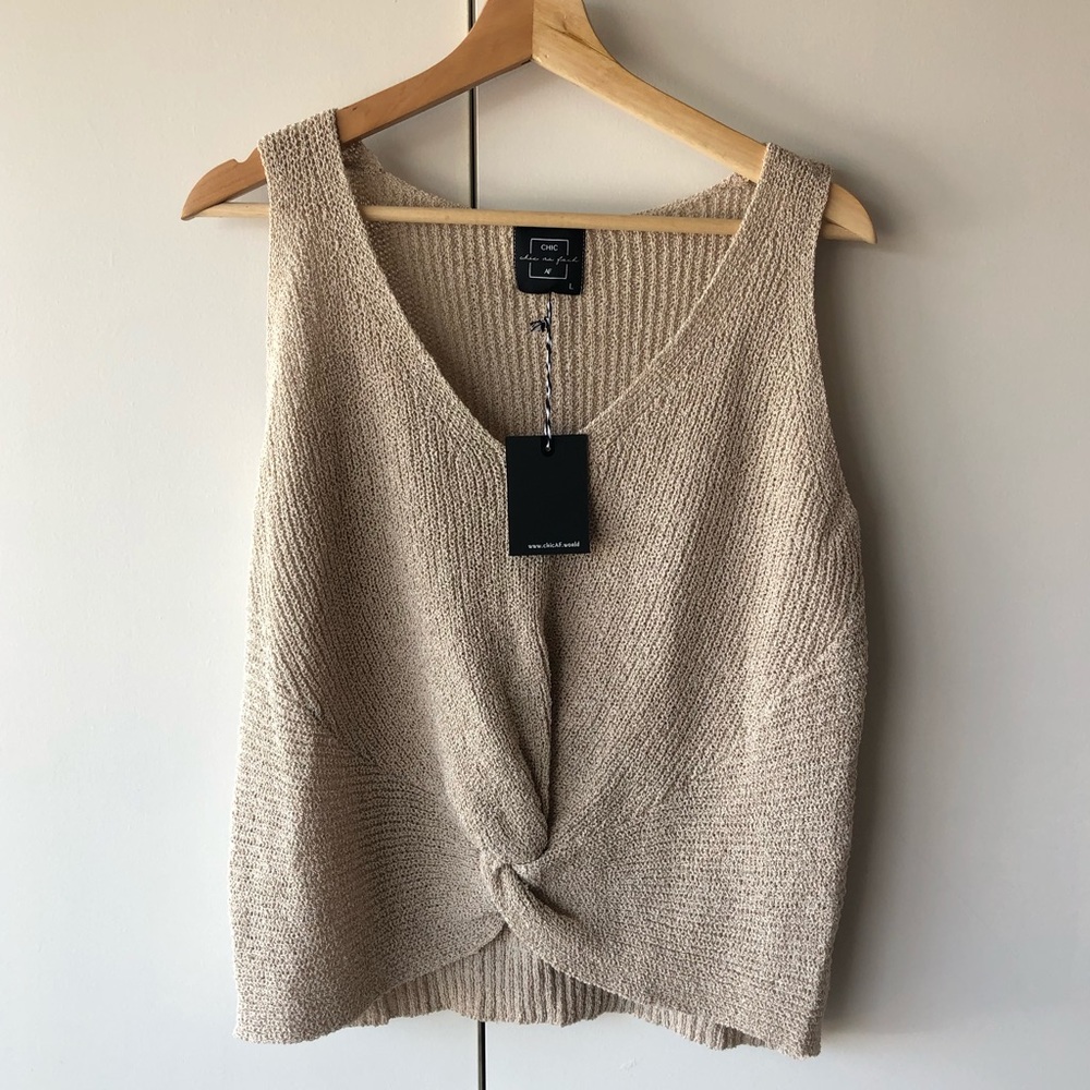 NWT Chic AF Oatmeal Knit Sweater Vest